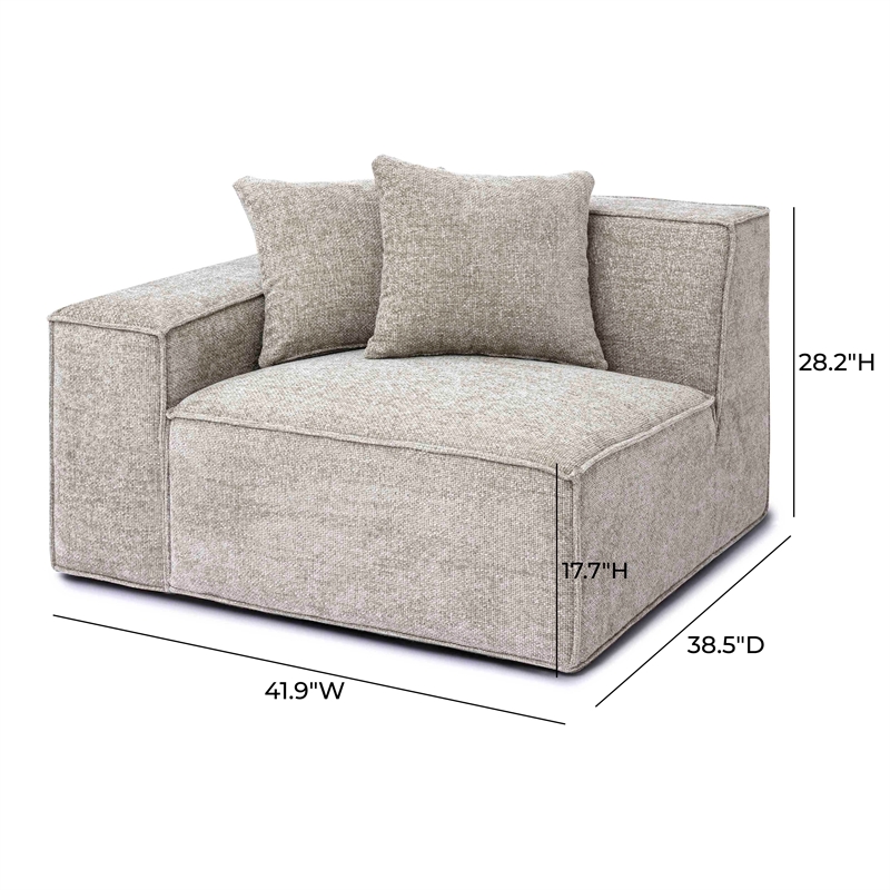 Mindy Taupe Chenille Basketweave LAF Corner Chair