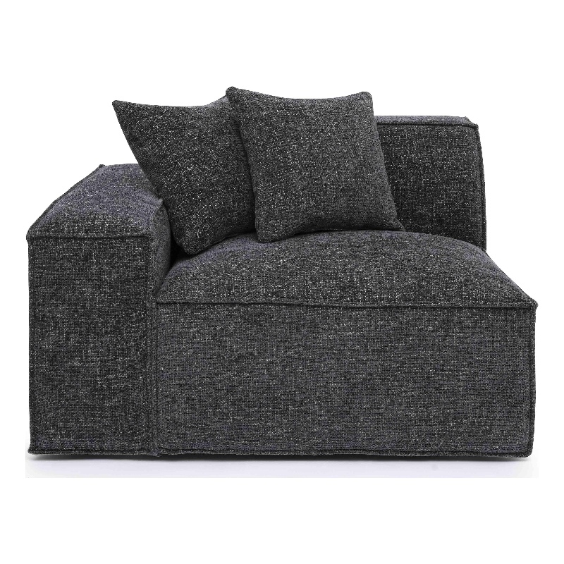 Mindy Charcoal Chenille Basketweave LAF Corner Chair