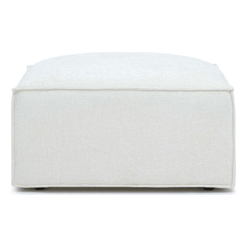 Mindy Cream Chenille Basketweave Ottoman