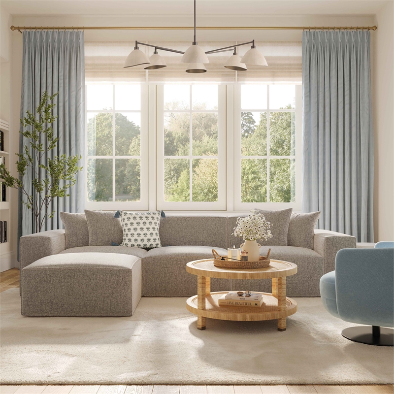 Mindy Taupe Chenille Basketweave Ottoman