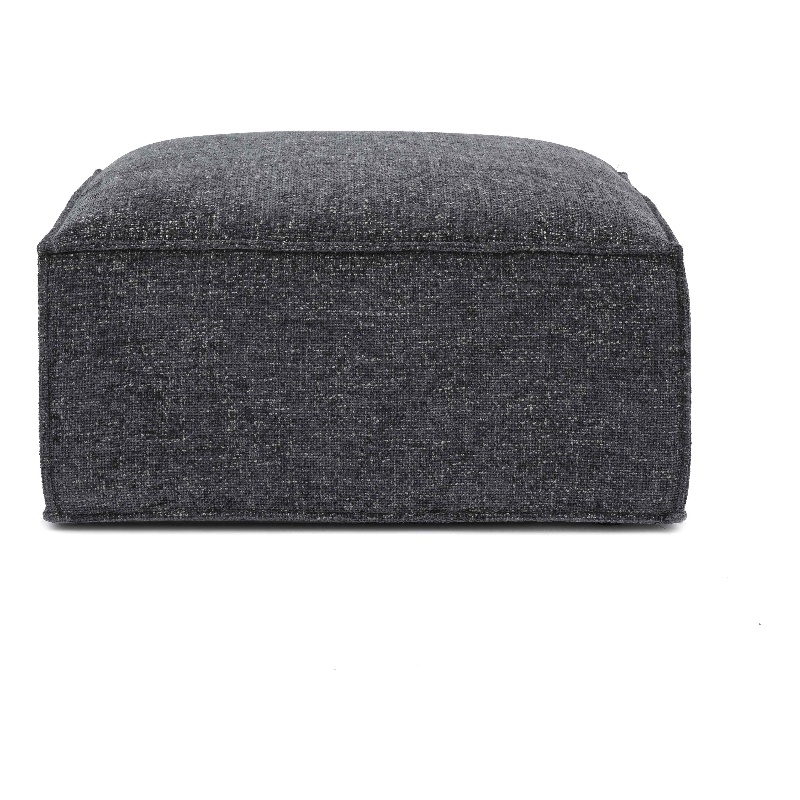 Mindy Charcoal Chenille Basketweave Ottoman
