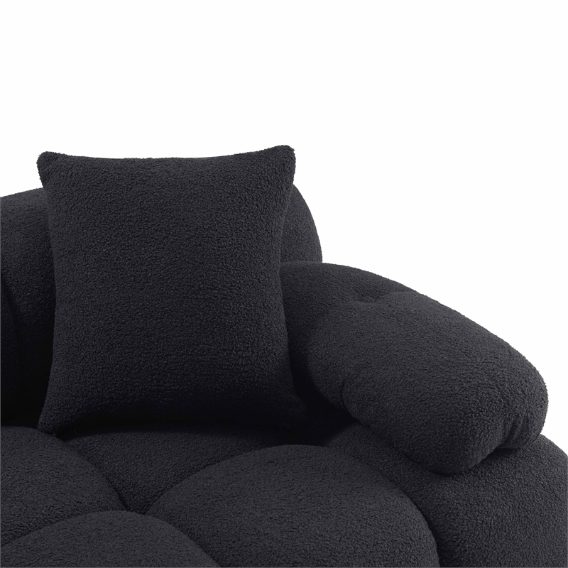 Calliope Black Vegan Shearling 4-piece Modular Sectional