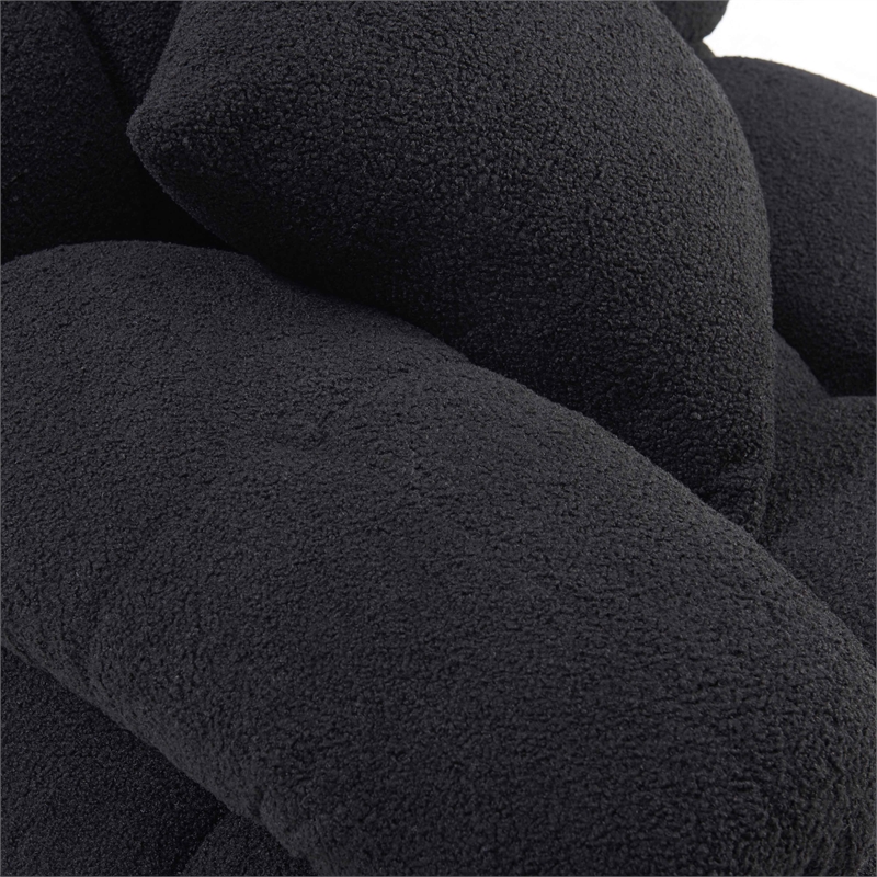 Calliope Black Vegan Shearling 4-piece Modular Sectional