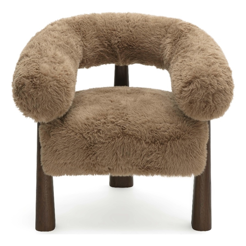 Spara Taupe Straight Vegan Shearling Accent Chair