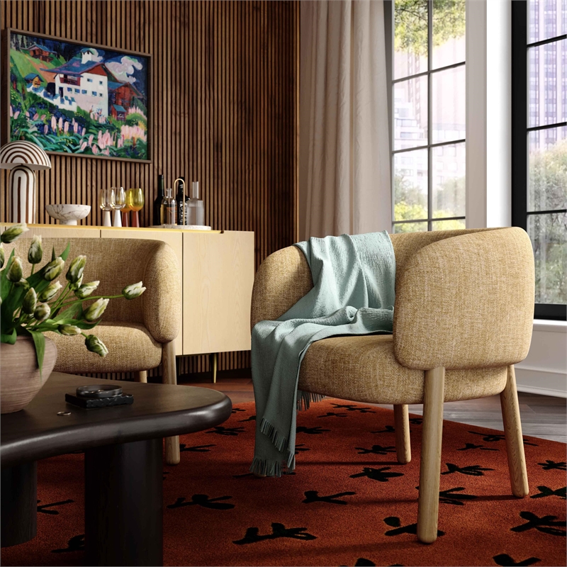 Foxy Honey Textured Fabric Upholstered Accent Chair