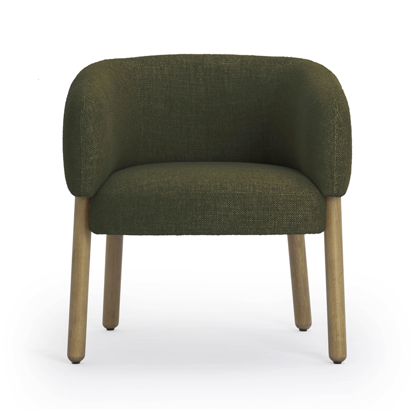 Foxy Olive Green Textured Fabric Accent Chair