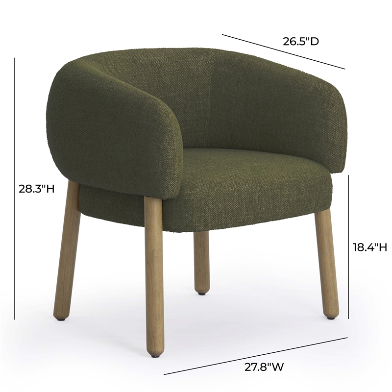 Foxy Olive Green Textured Fabric Accent Chair