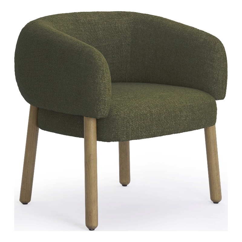 Foxy Olive Green Textured Fabric Accent Chair