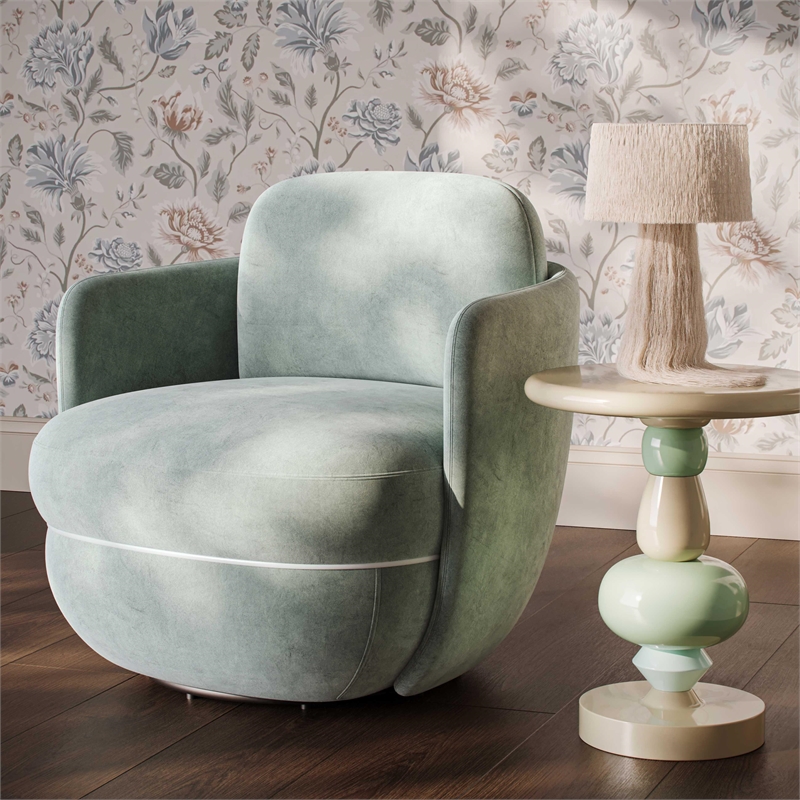 Wolfie Mint Green Velvet Swivel Chair