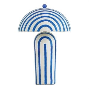 Maiori Blue Striped Papier Mache Table Lamp