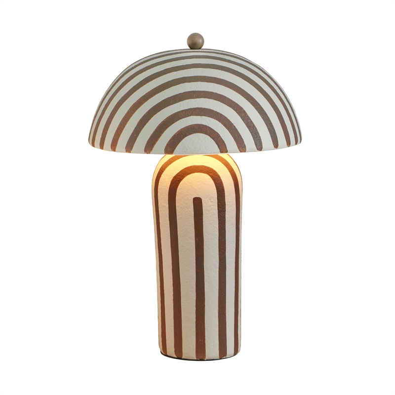 Maiori Chocolate Brown Striped Papier Mache Table Lamp