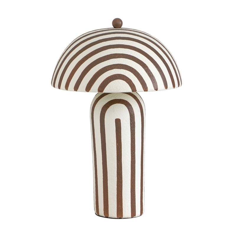 Maiori Chocolate Brown Striped Papier Mache Table Lamp