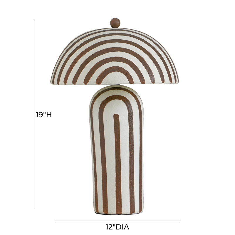 Maiori Chocolate Brown Striped Papier Mache Table Lamp
