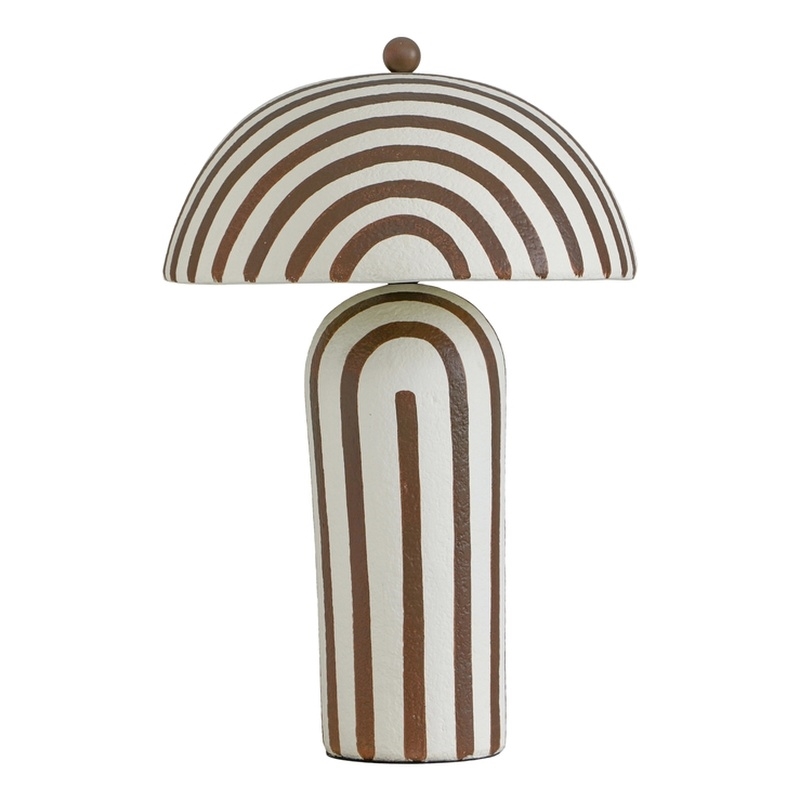 Maiori Chocolate Brown Striped Papier Mache Table Lamp