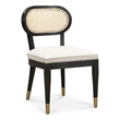 Cosette Black Dining Chair in Cream Performance Linen