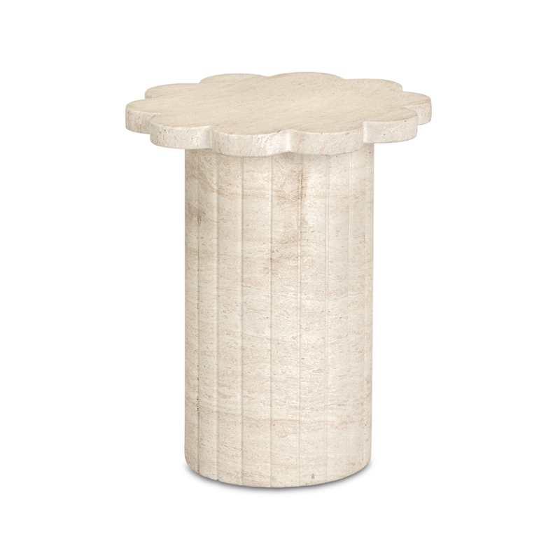 Blossom Faux Travertine Indoor/Outdoor Concrete Side Table
