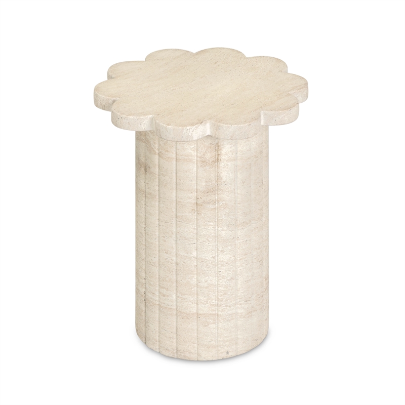 Blossom Faux Travertine Indoor/Outdoor Concrete Side Table