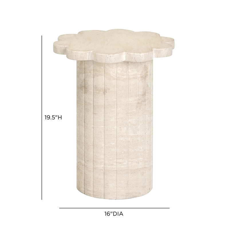 Blossom Faux Travertine Indoor/Outdoor Concrete Side Table