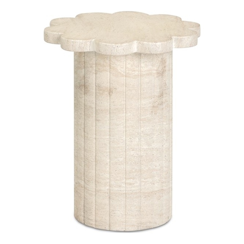 Blossom Faux Travertine Indoor/Outdoor Concrete Side Table