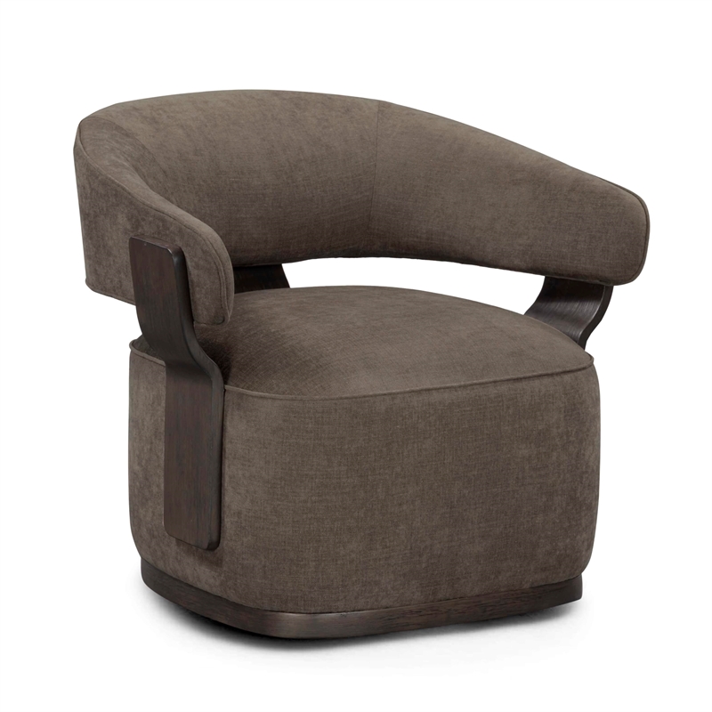 Madison Linen Chenille Swivel Accent Chair in Mink