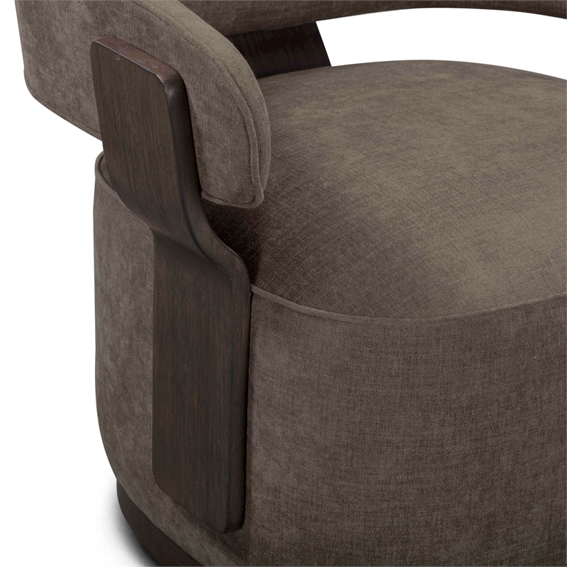 Madison Linen Chenille Swivel Accent Chair in Mink