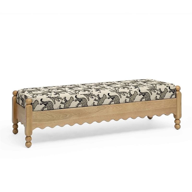 Thelma Cream Leopard Jacquard Bench