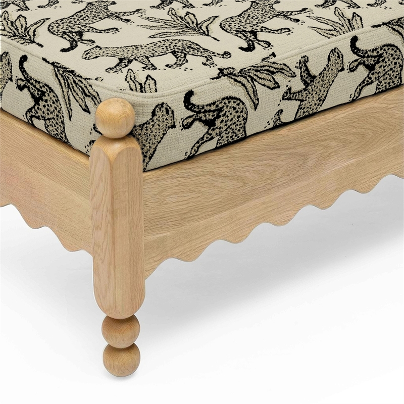 Thelma Cream Leopard Jacquard Bench