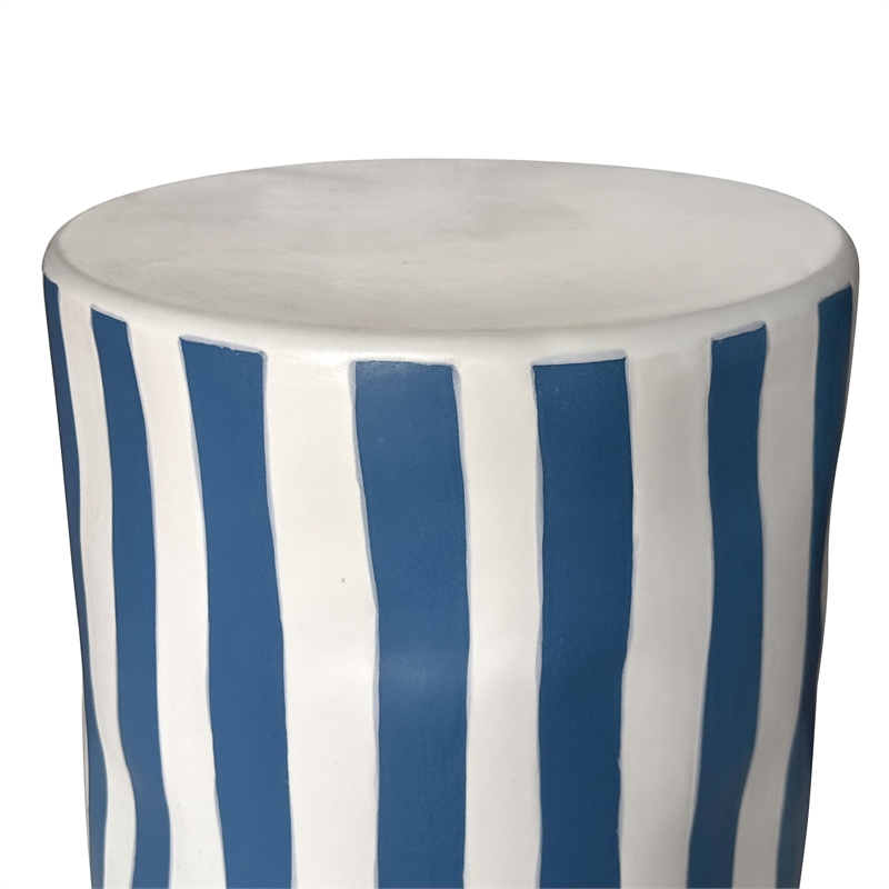 TOV Furniture Tempest Ceramic Table in Blue Stripes