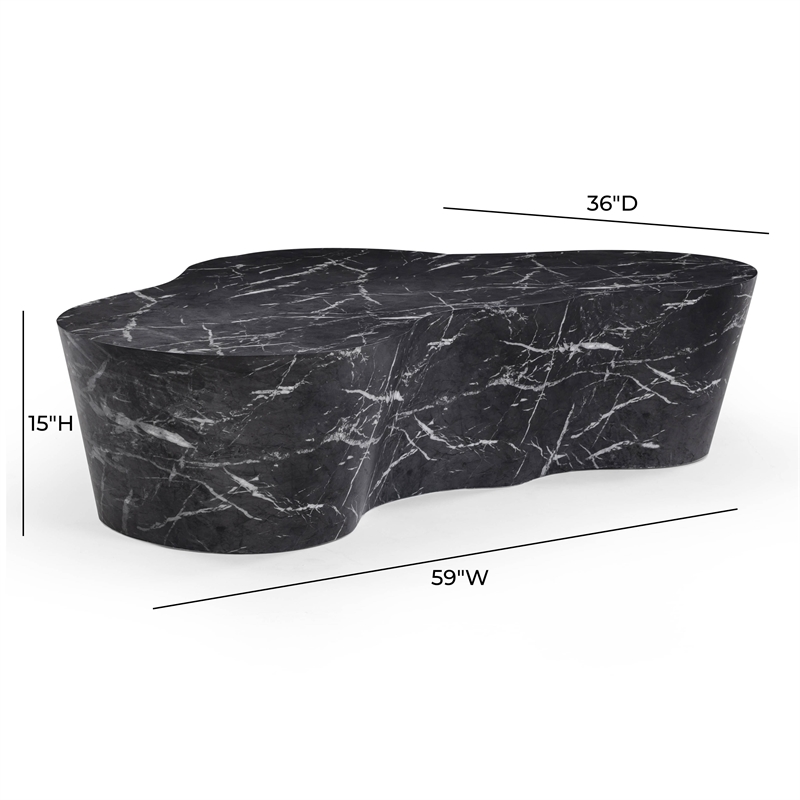 Slab Black Marble Concrete Indoor / Outdoor Coffee Table