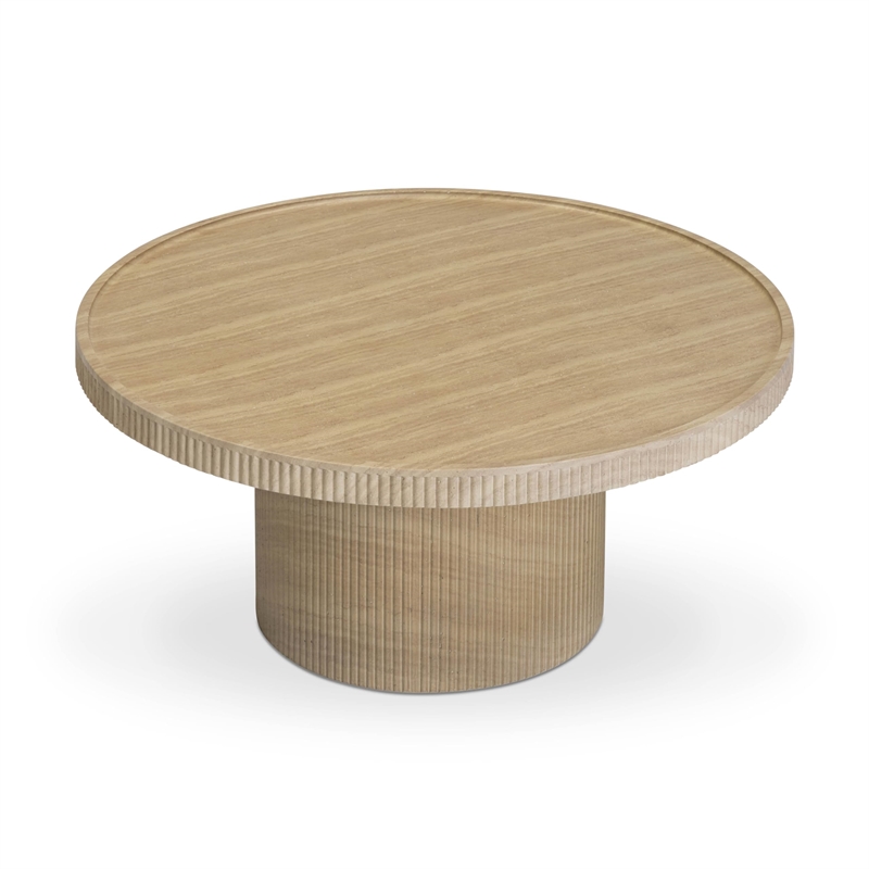 Darcy Faux Travertine Indoor/Outdoor Concrete Round Coffee Table