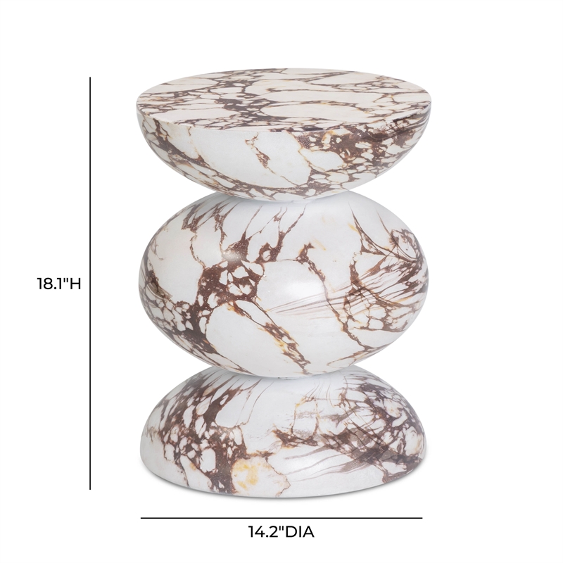 Pia Red Faux Marble Indoor/Outdoor Concrete Side Table
