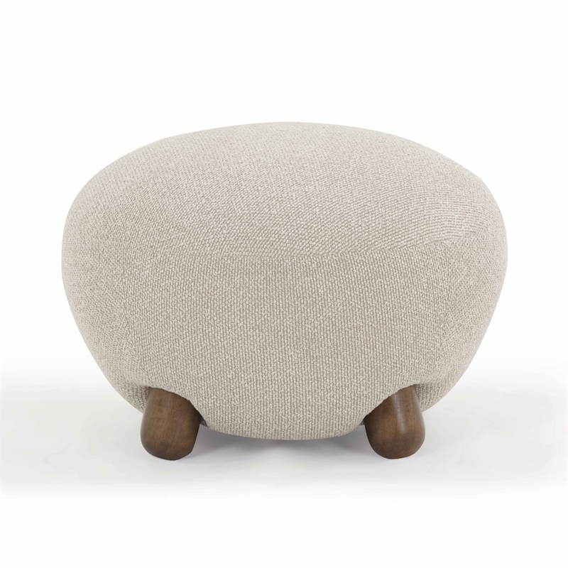 Pucker Warm Grey Boucle Upholstered Ottoman