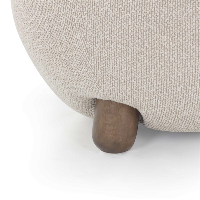 Pucker Warm Grey Boucle Upholstered Ottoman
