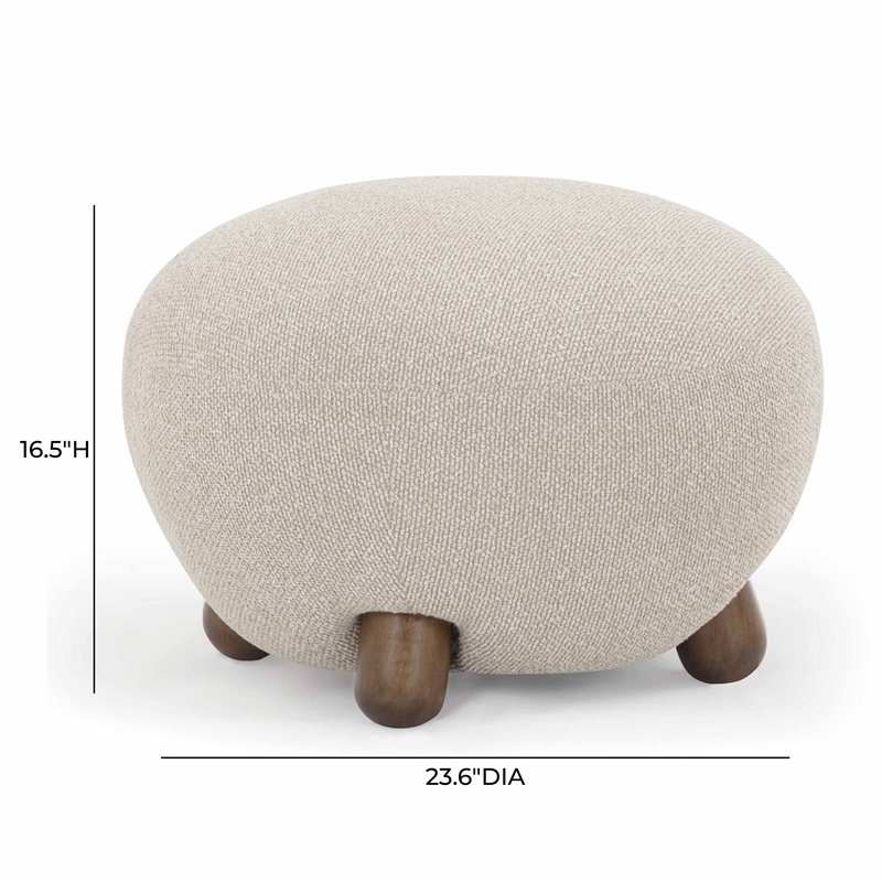Pucker Warm Grey Boucle Upholstered Ottoman