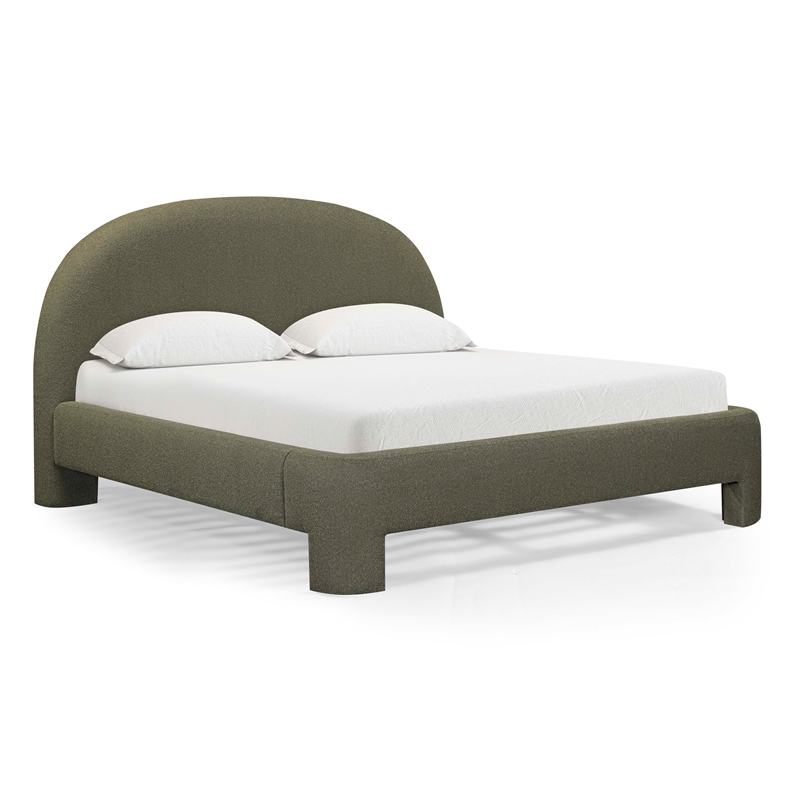 Orphea Kale Green Boucle King Bed