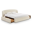 Corey Cream Upcycled Linen King Storage Bed