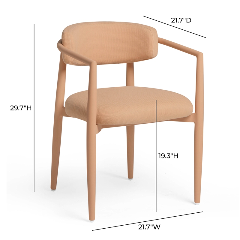 Annika Peach Textured Performance Fabric Outdoor Dining Chair