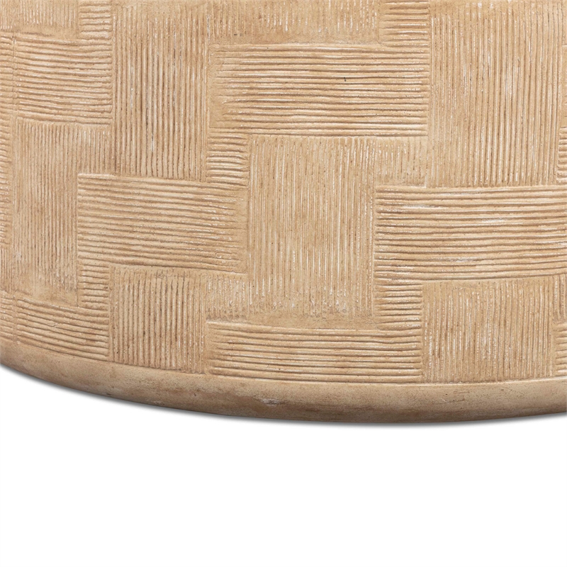 Suraya Faux Travertine Concrete Rounded Coffee Table