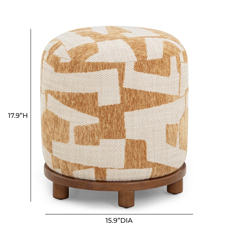 Bisou Curry Jacquard Fabric Ottoman