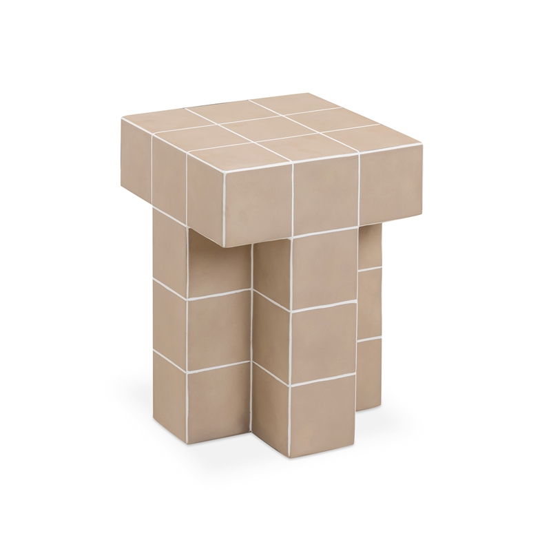 Alma Taupe Tile Concrete Indoor/Outdoor Side Table