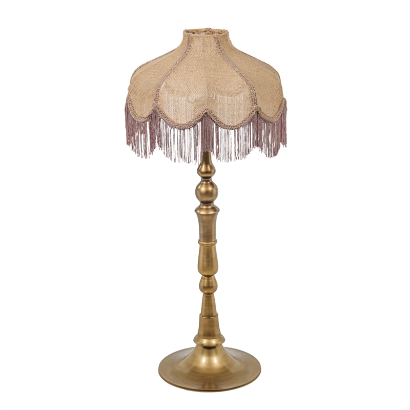 Buchanan Pink Jute Fringed Scalloped Table Lamp