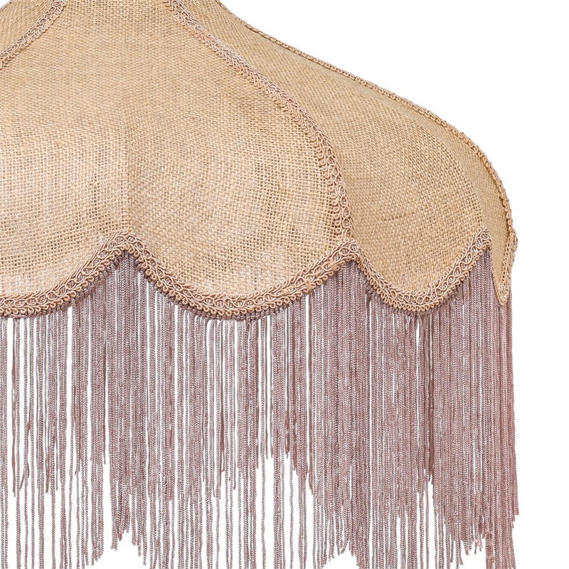Buchanan Pink Jute Fringed Scalloped Table Lamp