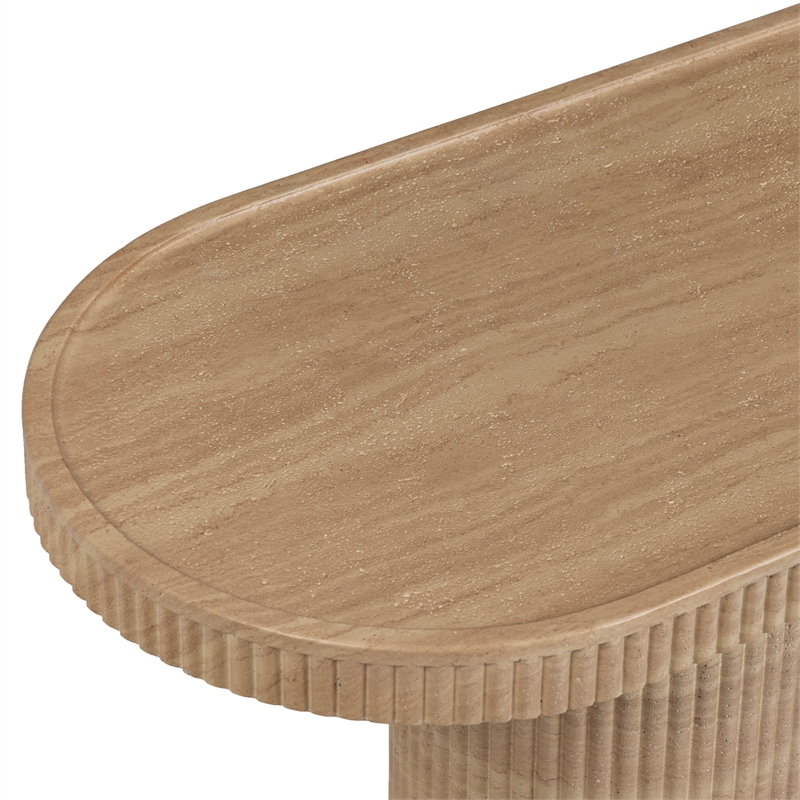 Darcy Faux Travertine Concrete Indoor / Outdoor Console Table