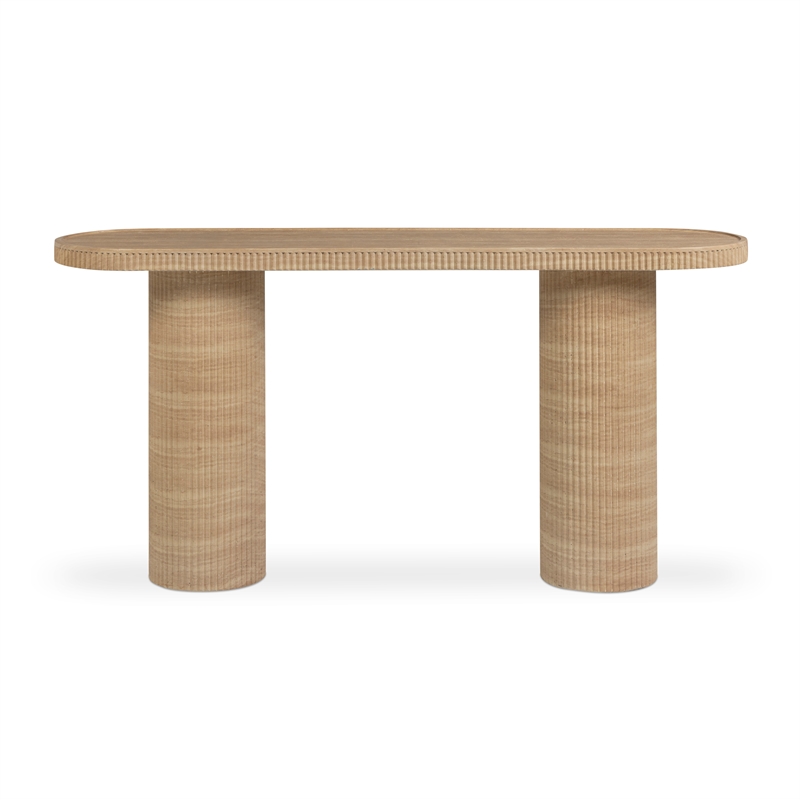 Darcy Faux Travertine Concrete Indoor / Outdoor Console Table