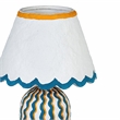 Blum Blue Peach Scalloped Cotton Mache Table Lamp