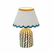 Blum Blue Peach Scalloped Cotton Mache Table Lamp