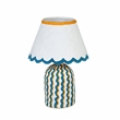 Blum Blue Peach Scalloped Cotton Mache Table Lamp