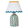 Blum Blue Peach Scalloped Cotton Mache Table Lamp