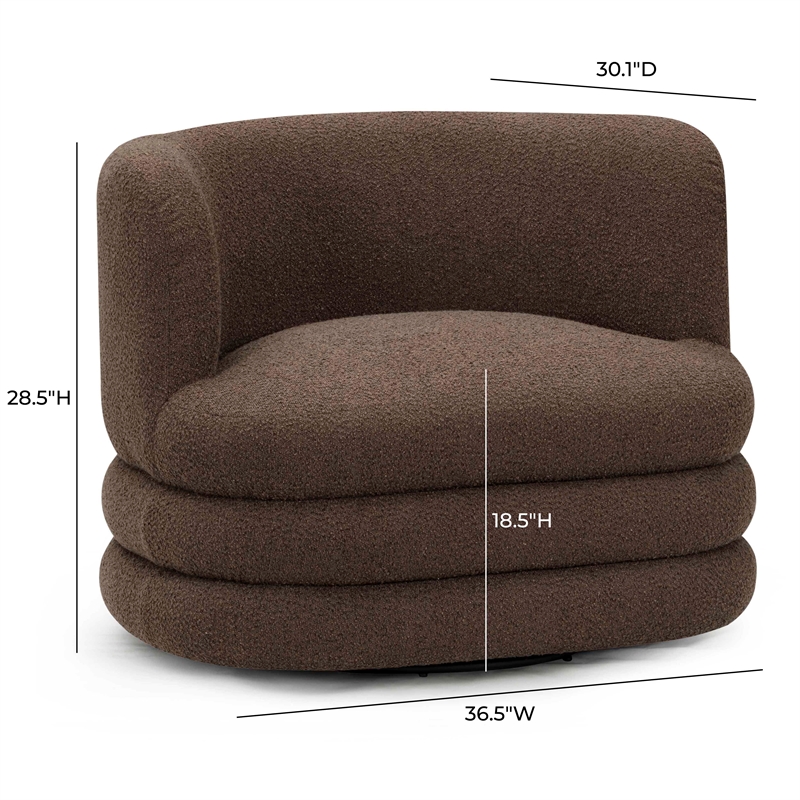 Astor Brown Boucle Swivel Hotel Lounge Chair