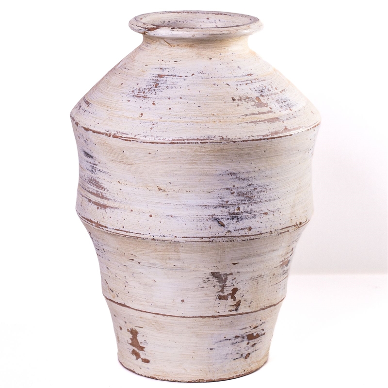 Visha Scalloped Brown Tabletop Terracotta Vase